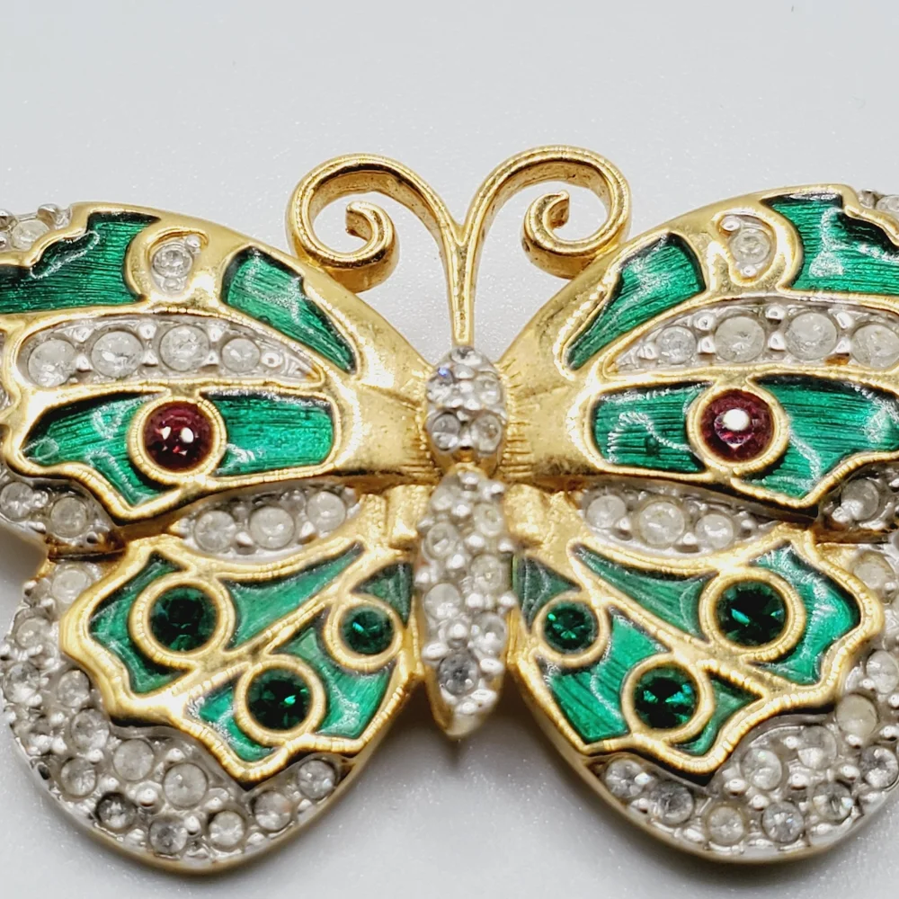 Signed Swarovski  crystal vintage butterfly brooch pin Estate Jewelry Vtg - Picture 3 of 9
